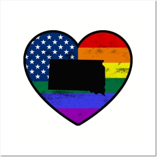 South Dakota United States Gay Pride Flag Heart Posters and Art